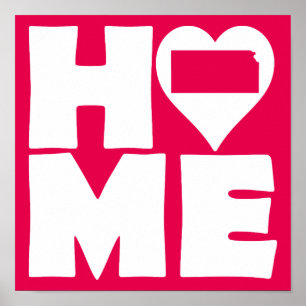 Kansas Home Heart State Poster Sign