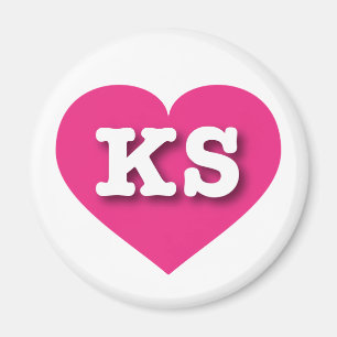 Kansas Hot Pink Heart - I love KS Magnet