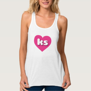 Kansas hot pink heart - I love ks Singlet