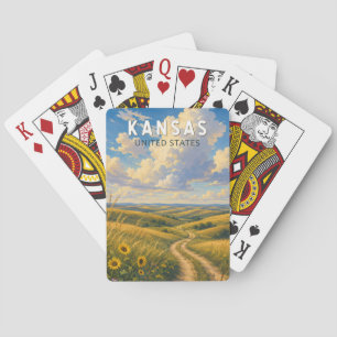 Kansas Illustration Travel Art Vintage Playing Cards