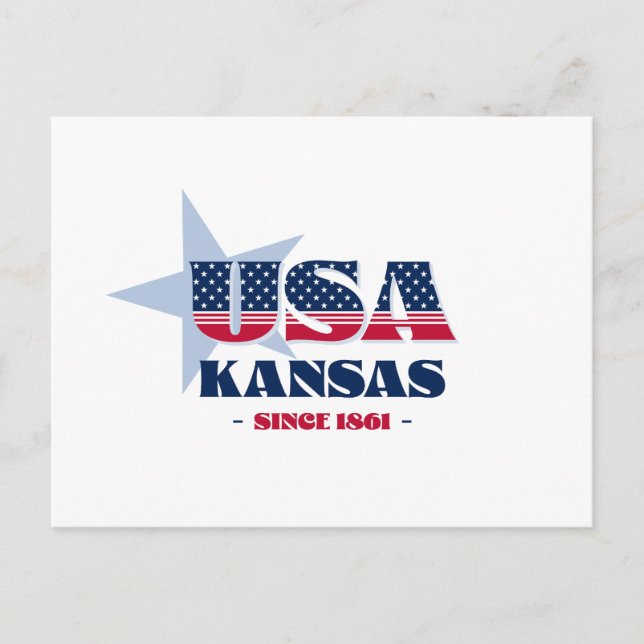 Kansas in Red, White, and Blue Postcard (Front)