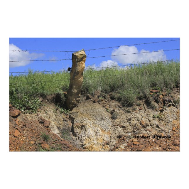 Kansas Landscape with Stone Post Photo Enlargement Print (Front)