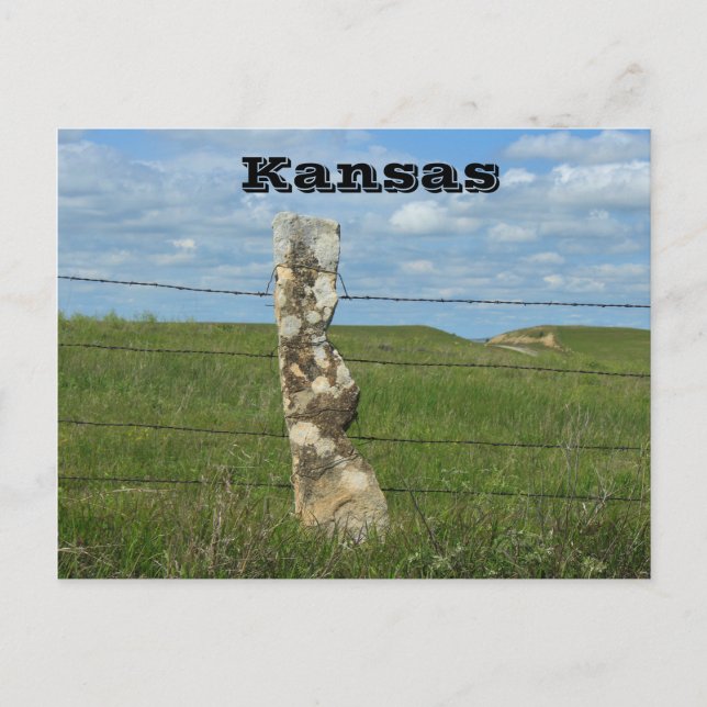 Kansas Limestone Fence Post POST CARD (Front)