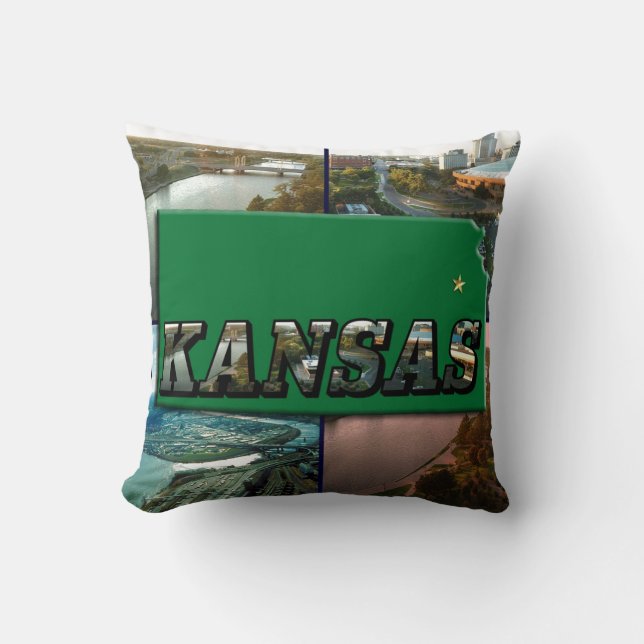 Kansas Map and Photos Cushion (Front)