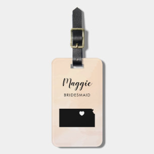 Kansas Map Luggage Tag, Wedding Party Welcome Luggage Tag