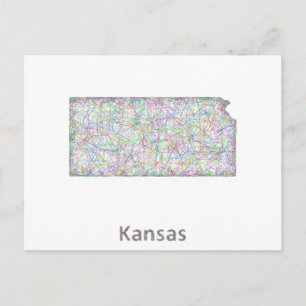 Kansas map postcard