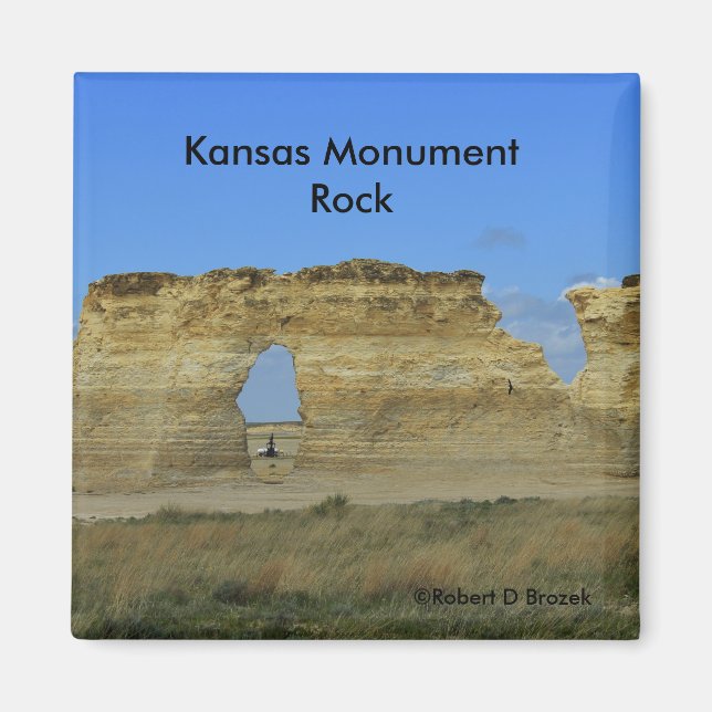 Kansas Monument Rock Square Magnet (Front)