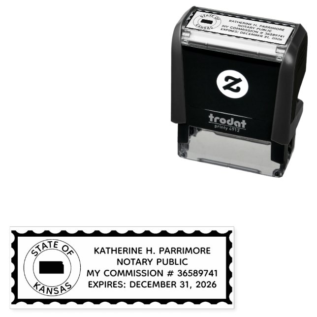 Kansas Notary Public Self Inking Rubber Stamp (In Situ)
