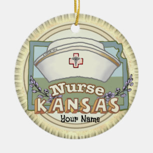 Kansas Nurse Ceramic Tree Decoration