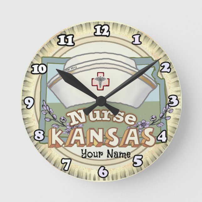 Kansas Nurse Round Clock (Front)