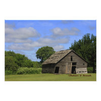 Kansas Old Barn with blue sky Photo Poster.