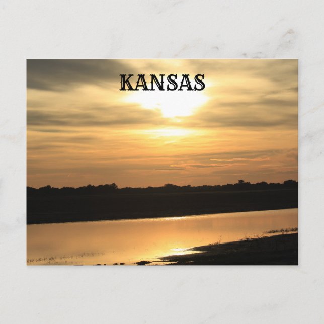 Kansas Orange Sunset w Reflection Post Card (Front)