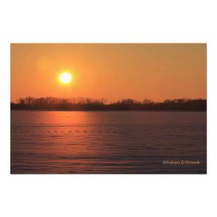 Kansas Orange Sunset with Snow Photo Enlargement Print