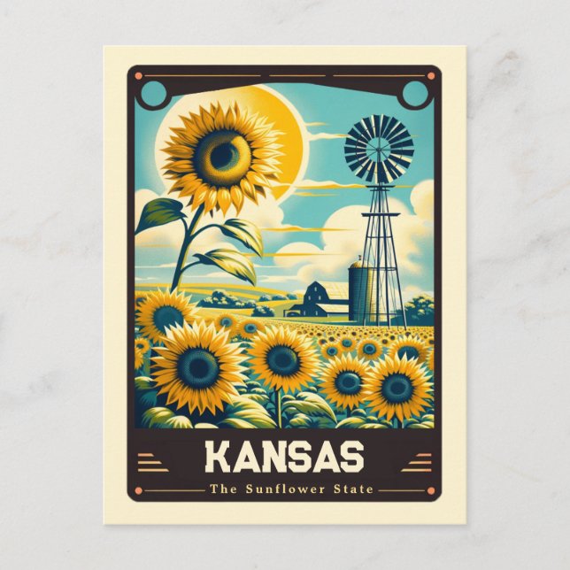 Kansas | Patriotic Spirit Vintage Postcard (Front)