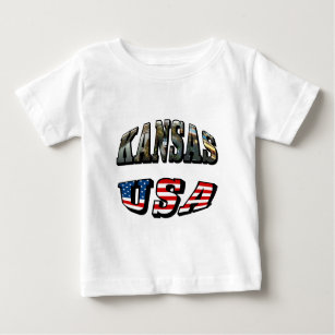 Kansas Picture and USA Flag Font Baby T-Shirt
