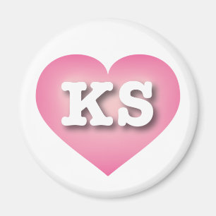 Kansas Pink Fade Heart - I love KS Magnet