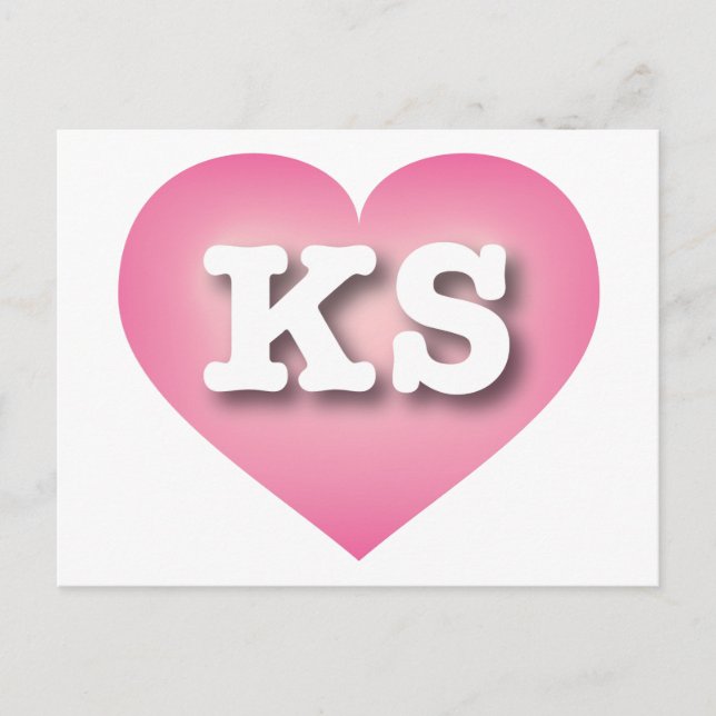 Kansas Pink Fade Heart - I love KS Postcard (Front)