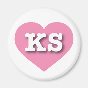 Kansas Pink Heart - I love KS Magnet