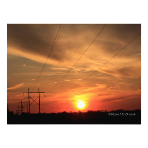 Kansas Power Line Sunset Photo Print