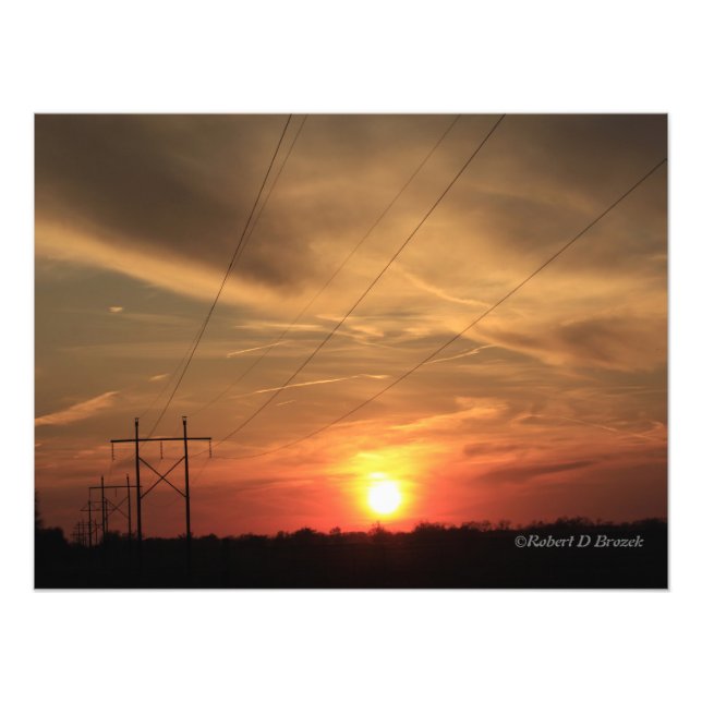 Kansas Power Line Sunset  Photo Print (Front)