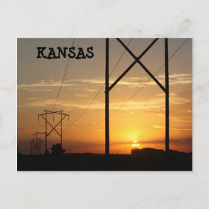 Kansas Power Line Sunset Silhouette Post Card
