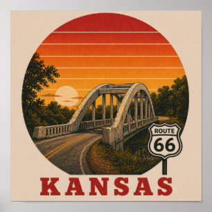 Kansas Rainbow Bridge Route 66 Poster