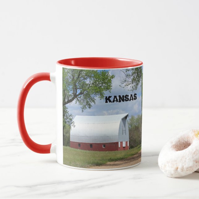 Kansas Red Barn Mug (With Donut)