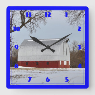 Kansas Red Barn Square Wall Clock