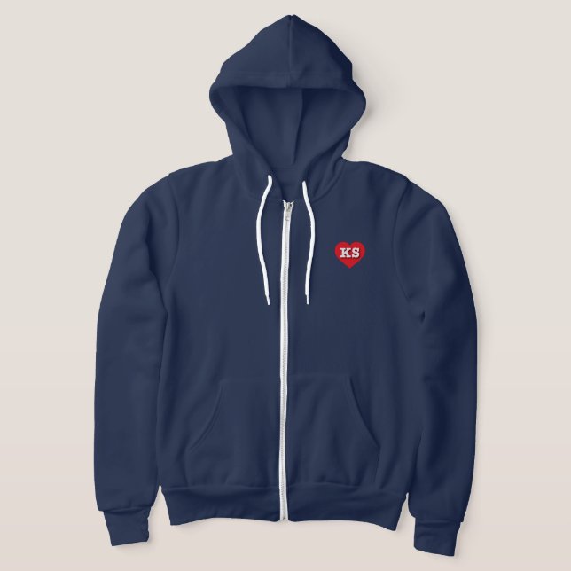 Kansas Red Heart - I love KS Hoodie (Laydown)