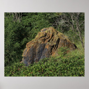 Kansas Red Sand Stone Rock in a Pasture Poster