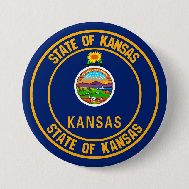 Kansas Round Emblem 7.5 Cm Round Badge (Front)