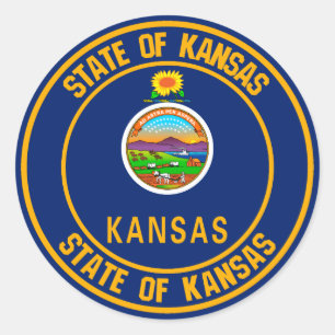 Kansas Round Emblem Classic Round Sticker