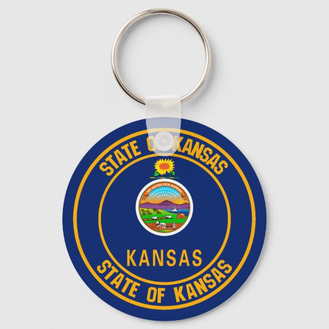 Kansas Round Emblem Key Ring (Front)
