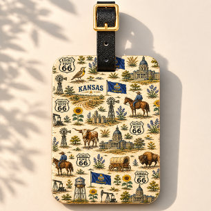 Kansas Route 66 Baggage Prairie Luggage Tag