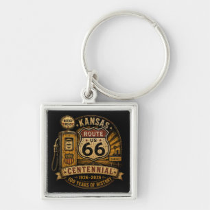 Kansas Route 66 Centennial 1926–2026 Gas Pump  Key Ring