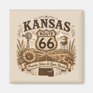 Kansas Route 66 Prairie Fridge Keepsake Magnet