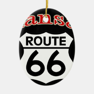 Kansas Route 66 Shield Ceramic Tree Decoration