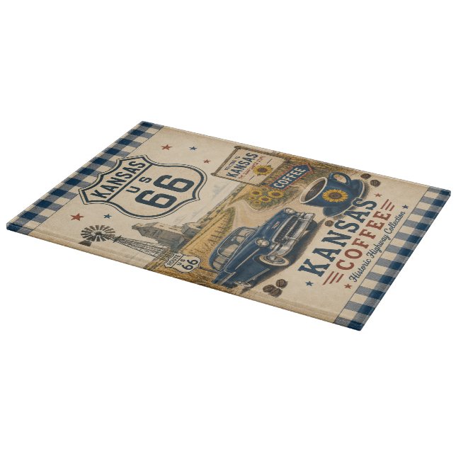 Kansas Route 66 Sunflower Prep Station Cutting Board (Corner)