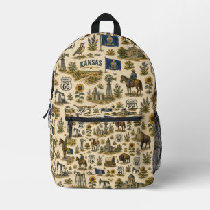 Kansas Route 66 Trail Prairie Printed Backpack