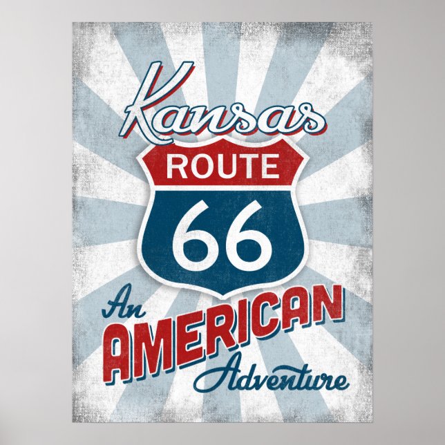 Kansas Route 66 Vintage America Poster (Front)