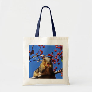 Kansas Squirrel eating Red Berries Tote Bag