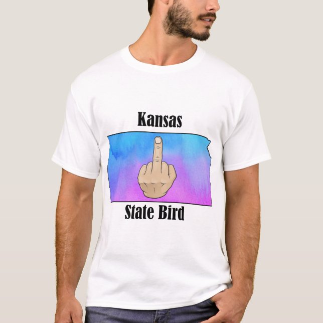 Kansas state bird t-shirt middle finger colour (Front)