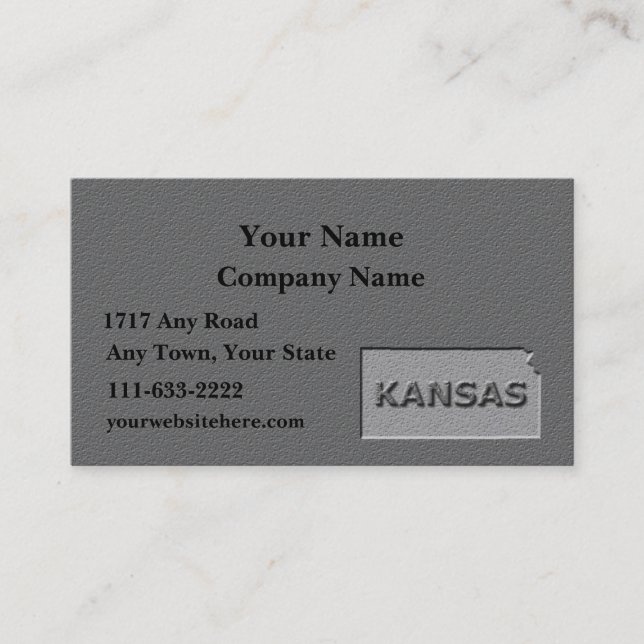 Kansas State Business card  carved stone look (Front)