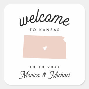 KANSAS State Destination Wedding ANY COLOR   Square Sticker