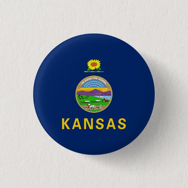 Kansas State Flag 3 Cm Round Badge (Front)