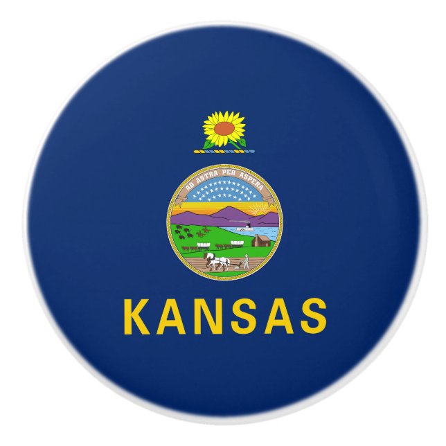 Kansas State Flag Ceramic Knob (Front)