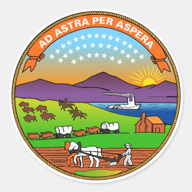 Kansas State Flag Classic Round Sticker (Front)