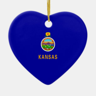 Kansas State Flag Design Ceramic Tree Decoration