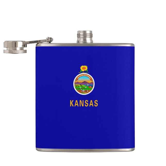 Kansas State Flag Design Hip Flask (Opened)
