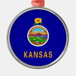 Kansas State Flag Design Metal Tree Decoration